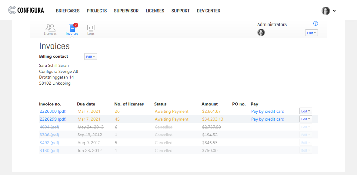 license number for simple business invoicing