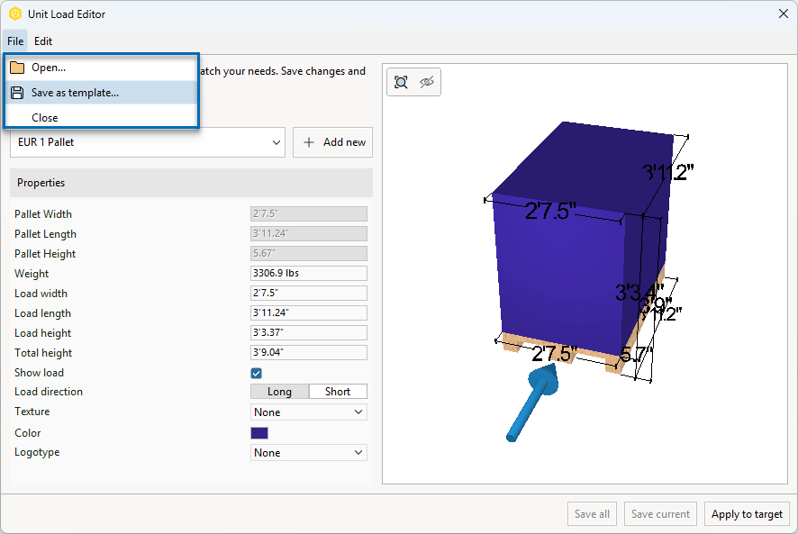 Unit Load Editor – Configura Help Center