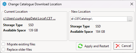Moving Catalogs to a secondary internal drive