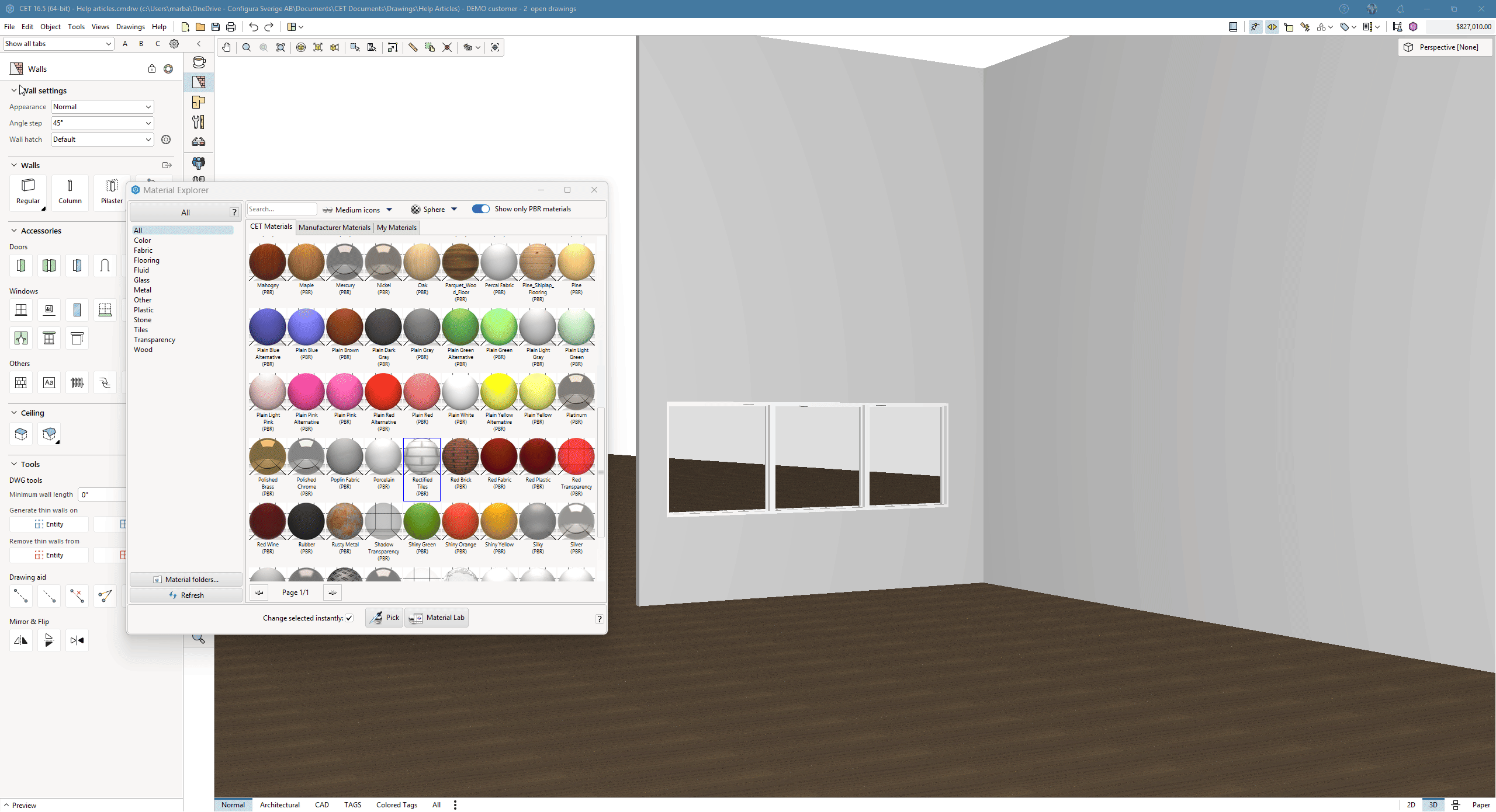 Add PBR material on wall.gif