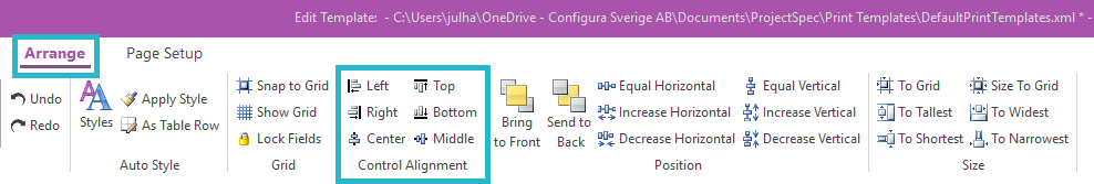 Control Alignment tools Arrange ribbon.png